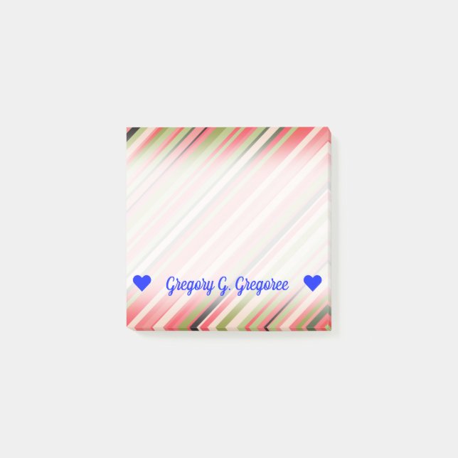 Notas Post-it® Nombre adaptable; Rayas Sandía-Inspiradas (Anverso)