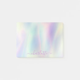 Notas Post-it® Nombre Arcoíris Pastel Iridescente Holográfico