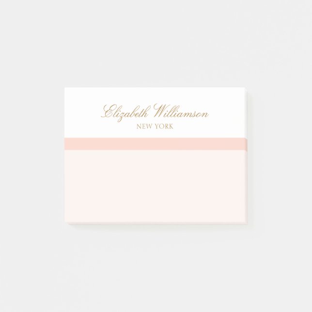 Notas Post-it® Nombre blanco rosado de Rubor (Anverso)