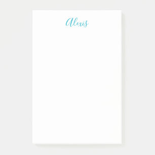 Notas Post-it® Nombre Caligrafía Script Sencillo Simple Blanco Az