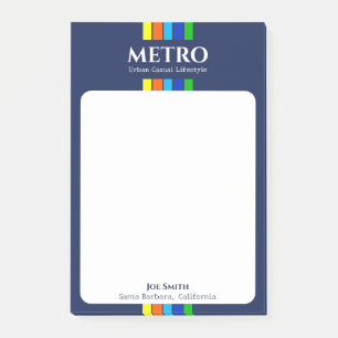 Notas Post-it® Nombre comercial eslogan franjas modernas retro az