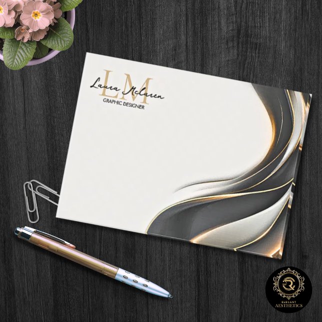 Notas Post-it® Nombre con letra script de monograma dorado profes (Gold Monogram Script Name Professional Post-it Notes)