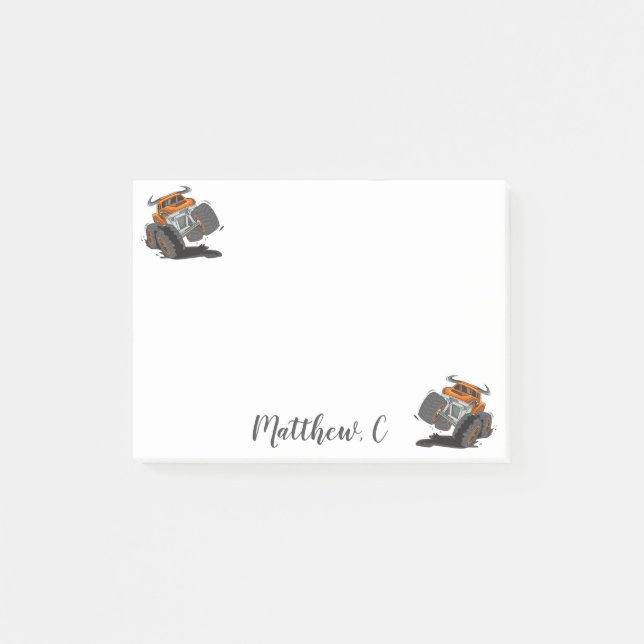 Notas Post-it® Nombre de camión de monstruo negro de Naranja lind (Anverso)