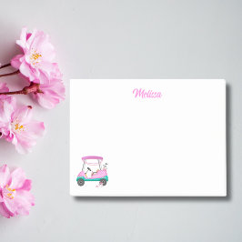 Notas Post-it® Nombre de carrito de golf con lunares rosados para