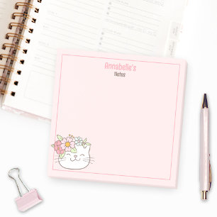 Notas Post-it® Nombre de chica rosada de gato gatito lindo