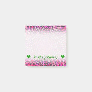 Notas Post-it® Nombre de encargo; Modelo rosado y púrpura