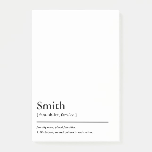 Notas Post-it® Nombre de familia y Personalizado de definición de (Anverso)