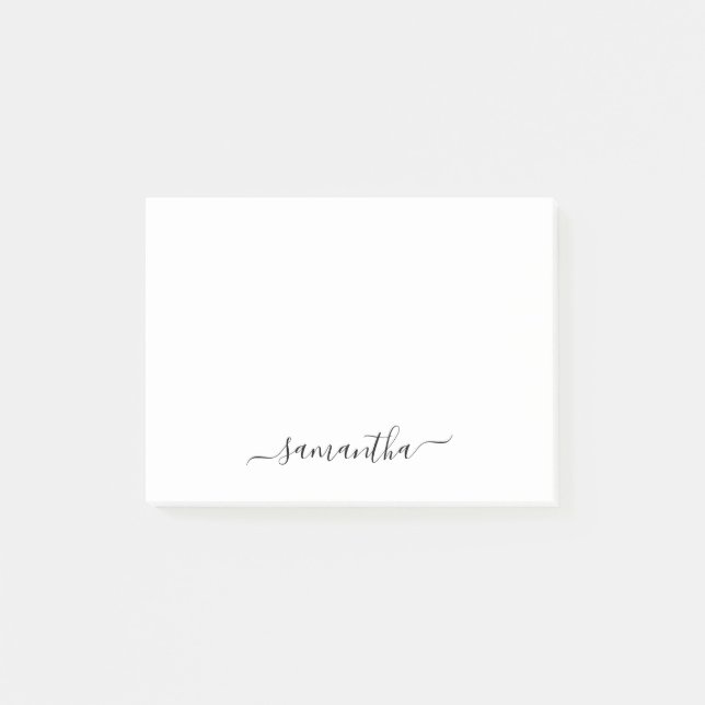 Notas Post-it® Nombre de firma de letra elegante negra (Anverso)