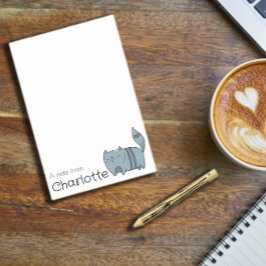 Notas Post-it® Nombre de gato de dibujos animados azul lindo