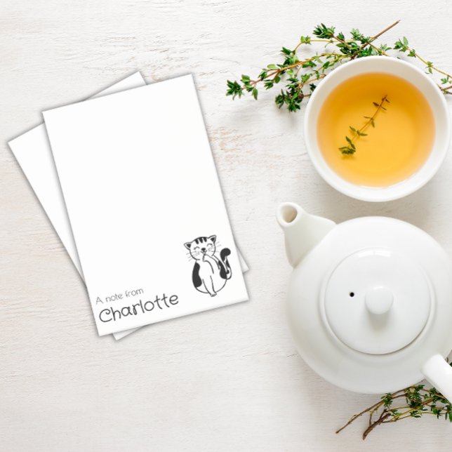 Notas Post-it® Nombre de gato de dibujos animados blanco y negro  (Subido por el creador)