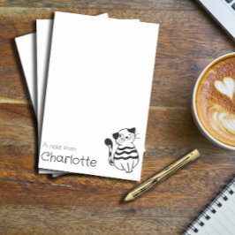 Notas Post-it® Nombre de gato de dibujos animados blanco y negro 
