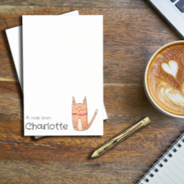 Notas Post-it® Nombre de gato de dibujos animados naranja lindo