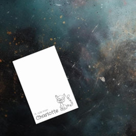 Notas Post-it® Nombre de gato de dibujos animados negro lindo