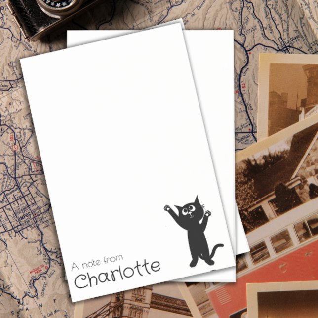 Notas Post-it® Nombre de gato de dibujos animados negro lindo (Subido por el creador)