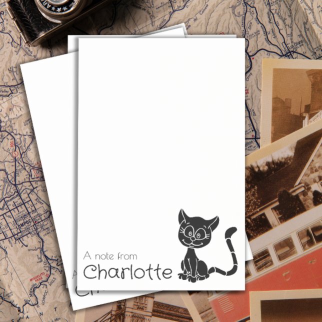 Notas Post-it® Nombre de gato de dibujos animados negro lindo (Subido por el creador)