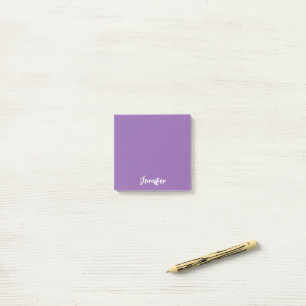 Notas Post-it® Nombre de guión blanco morado personalizado