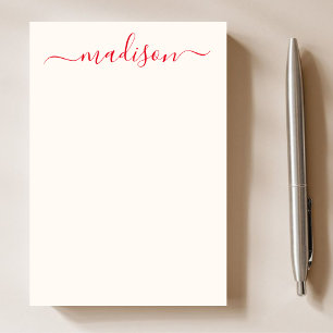 Notas Post-it® Nombre de guión de tipografía roja única para muje