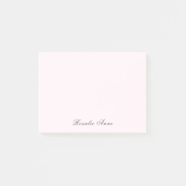 Notas Post-it® Nombre de guión gris rosado personalizado (Anverso)