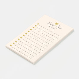 Notas Post-it® Nombre de guión Monograma de corazón de oro Meloco