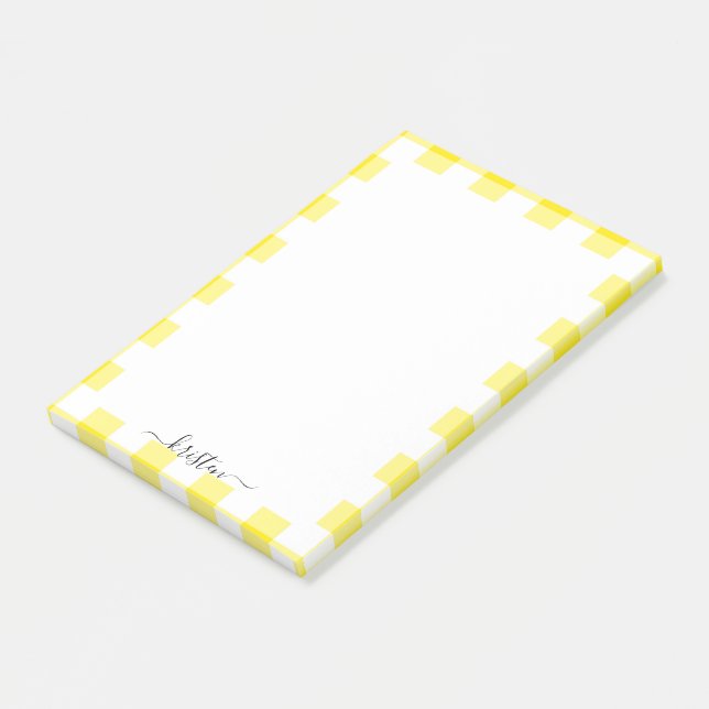 Notas Post-it® Nombre de guión personalizado amarillo (En perspectiva)