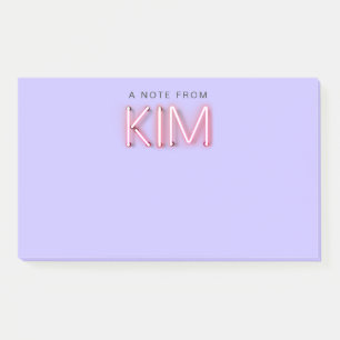 Notas Post-it® Nombre de Kim en luces de neón brillantes