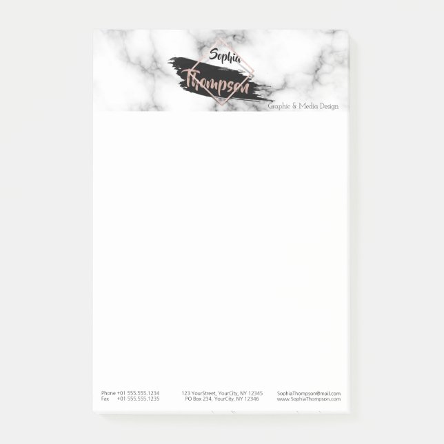 Notas Post-it® Nombre de la barra de pinturas de mármol moderno - (Anverso)