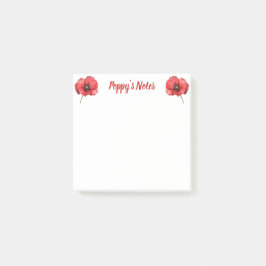 Notas Post-it® Nombre de la flor de la amapola acuarela