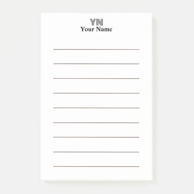 Notas Post-it® Nombre de las iniciales del monograma del personal (Anverso)