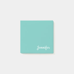 Notas Post-it® Nombre de Moda Minimalista moderna y Verde azulada