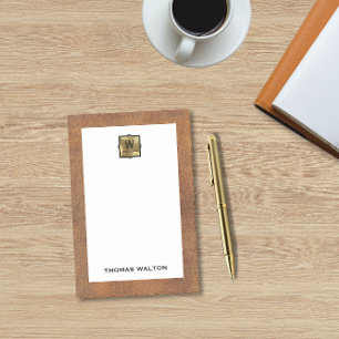 Notas Post-it® Nombre de Monograma con Aspecto de Cuero Genuino