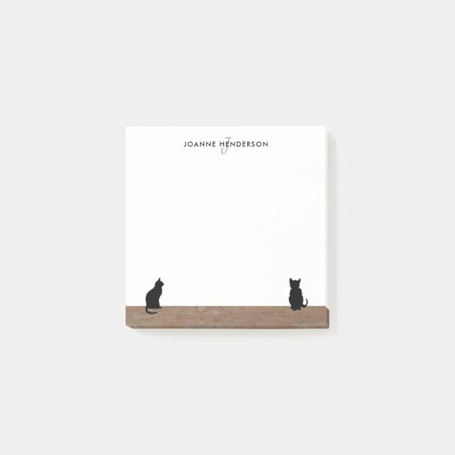 Notas Post-it® Nombre de monograma de las siluetas negras moderna (Anverso)