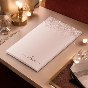 Notas Post-it® Nombre de monograma Metalizado cepillado de oro ro