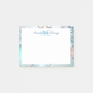 Notas Post-it® Nombre de monograma personalizado de color azul