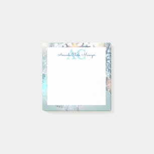 Notas Post-it® Nombre de monograma personalizado de color azul