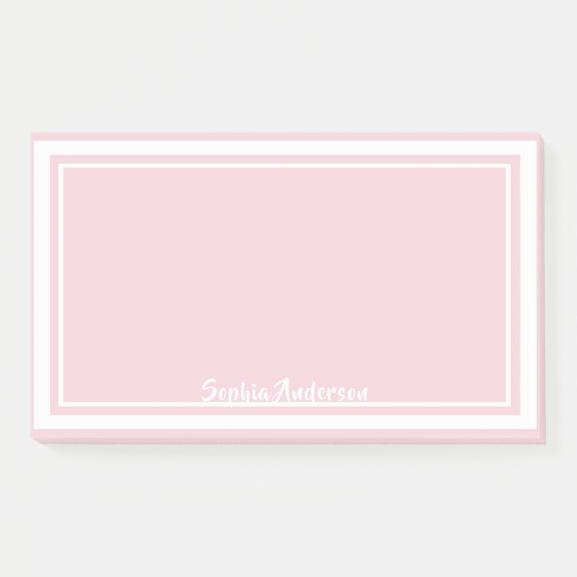 Notas Post-it® Nombre de monograma rosa blanco pastel (Anverso)