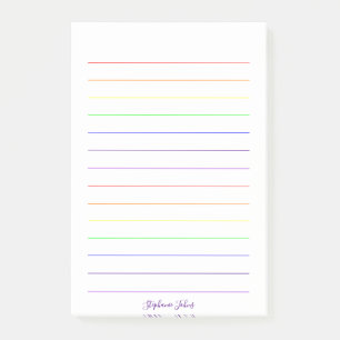 Notas Post-it® Nombre de monogramas de colores arcoiris coloridos