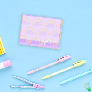 Notas Post-it® nombre de patrón arcoiris pastel personalizado