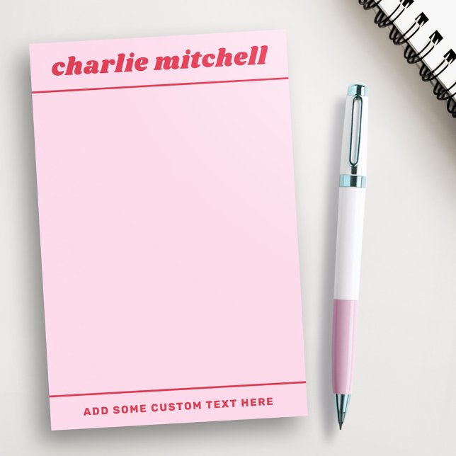 Notas Post-it® Nombre de retro rojo rosa (Pink red retro name post-it notes)