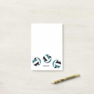 Notas Post-it® nombre del atleta verde azulado de voleibol negro 