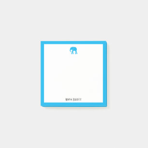 Notas Post-it® Nombre del elefante azul cielo brillante y borde b