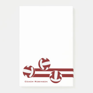 Notas Post-it® nombre del entrenador maroon white strils de volei