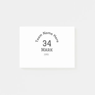 Notas Post-it® nombre del equipo agregar nombre del jugador fecha