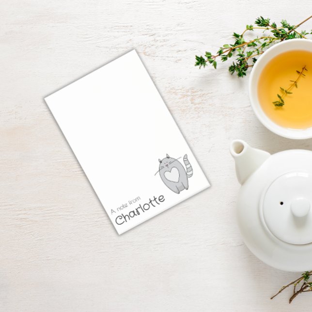 Notas Post-it® Nombre del gato del personalizado gris corto (Subido por el creador)