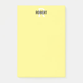 Notas Post-it® Nombre del monograma amarillo moderno