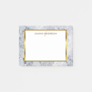 Notas Post-it® Nombre del monograma del oro de la piedra del