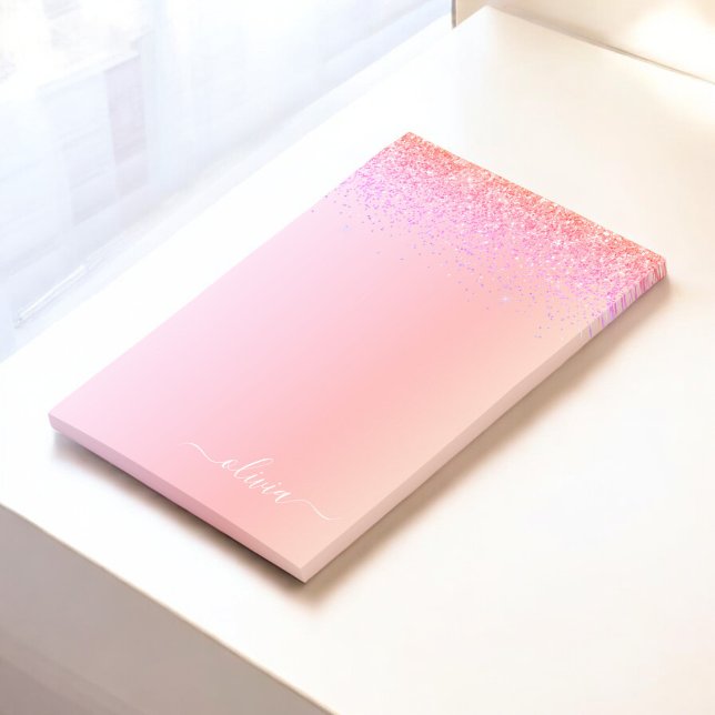 Notas Post-it® Nombre del Monograma Metalizado del Purpurina Rain (Subido por el creador)