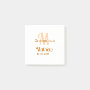 Notas Post-it® nombre del padrino de naranja letra fecha masculin