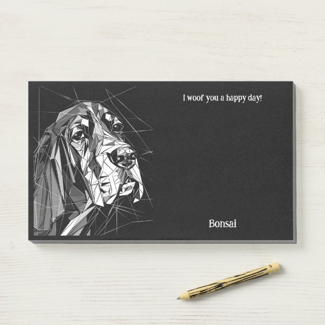 Notas Post-it® Nombre del perro de arte abstracto del hongo basse (En escritorio)