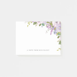 Notas Post-it® Nombre del profesor Lilac Floral Personalizado
