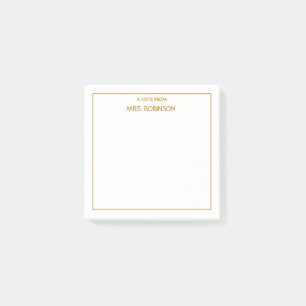 Notas Post-it® Nombre del profesor profesional Gold Script